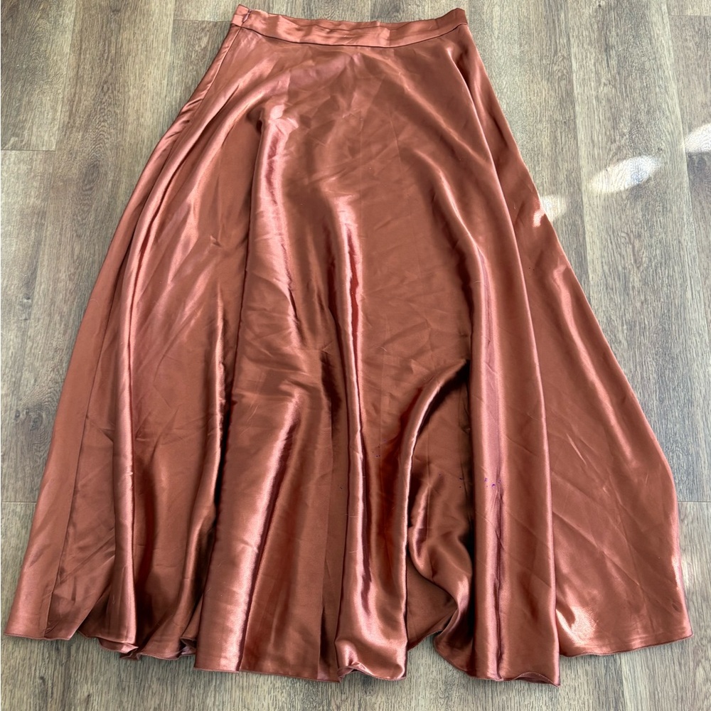 Elegant Copper Satin Skirt